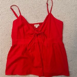 Red babydoll top with tie in the front